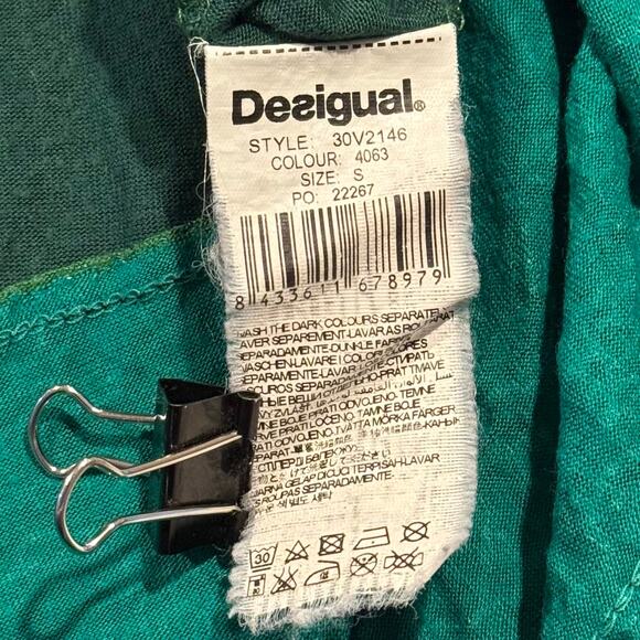 Desigual Dress Boho Hippie Festival Retro Paisley Patchwork Green Blue Small - Picture 4 of 5